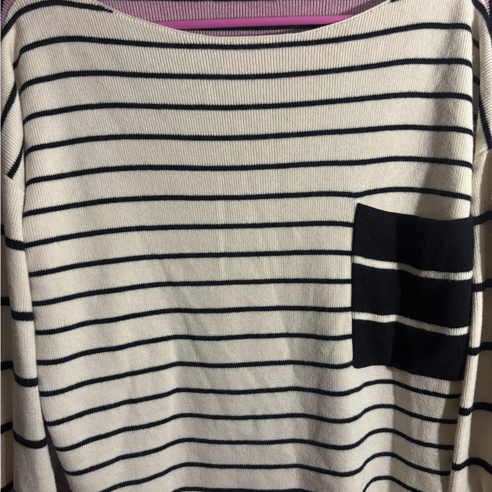 Anthropologie Black, White and purple striped sweater - Picture 2 of 5